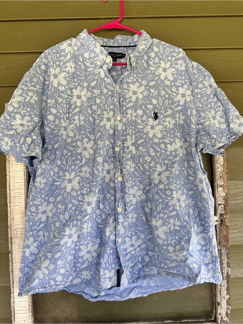 U.S. Polo Assn. Light Blue and White Floral Button-Down Shirt